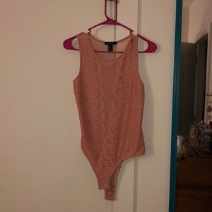 Forever21 pink Lace Mesh Bodysuit